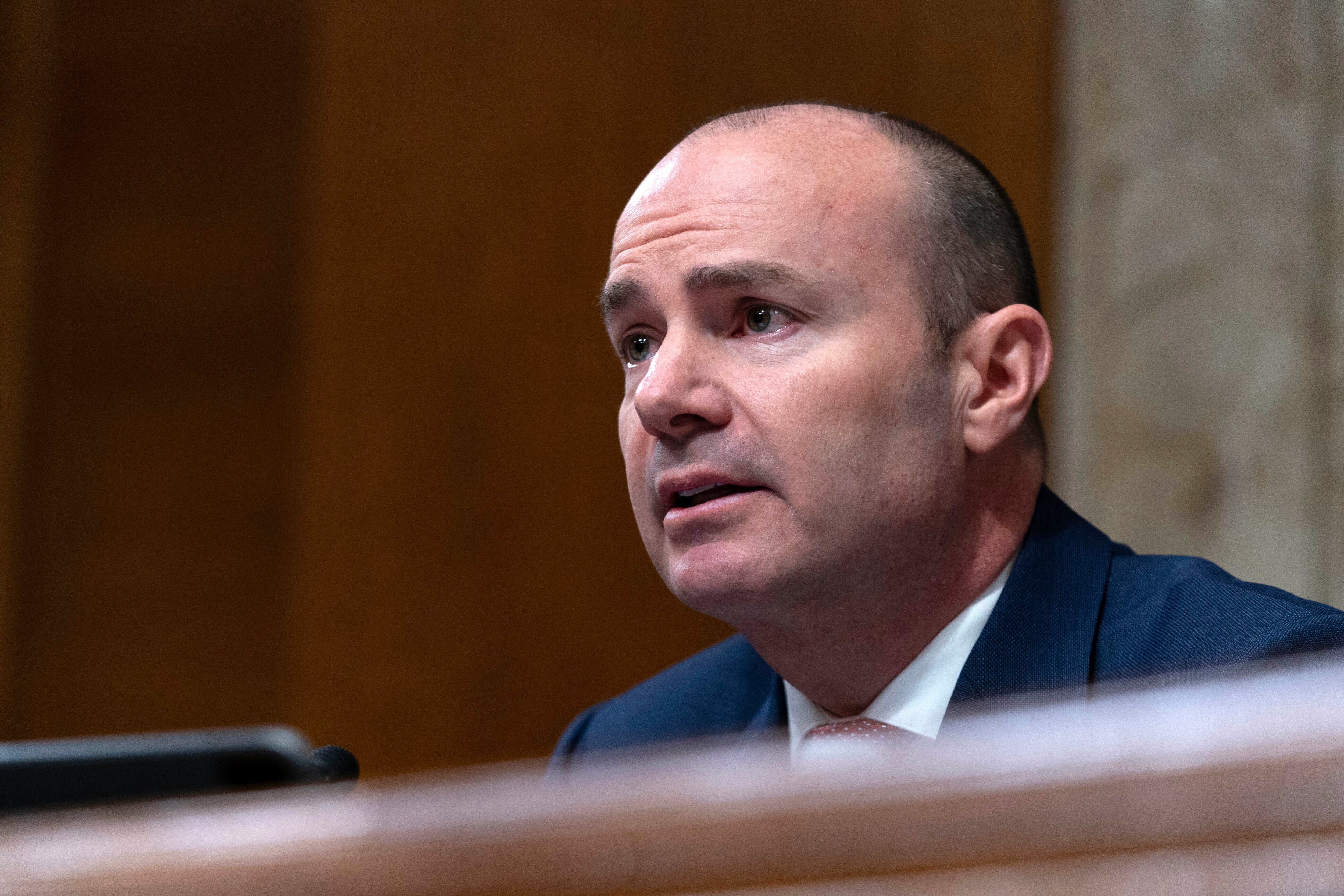 Sen. Mike Lee, R-Utah speaks during the confirmation hearing for former Gov. Doug Burgum, then-President-elect Donald Trump's choice to lead the the Interior Department as secretary of the Interior, on Capitol Hill in Washington, Jan. 16. 